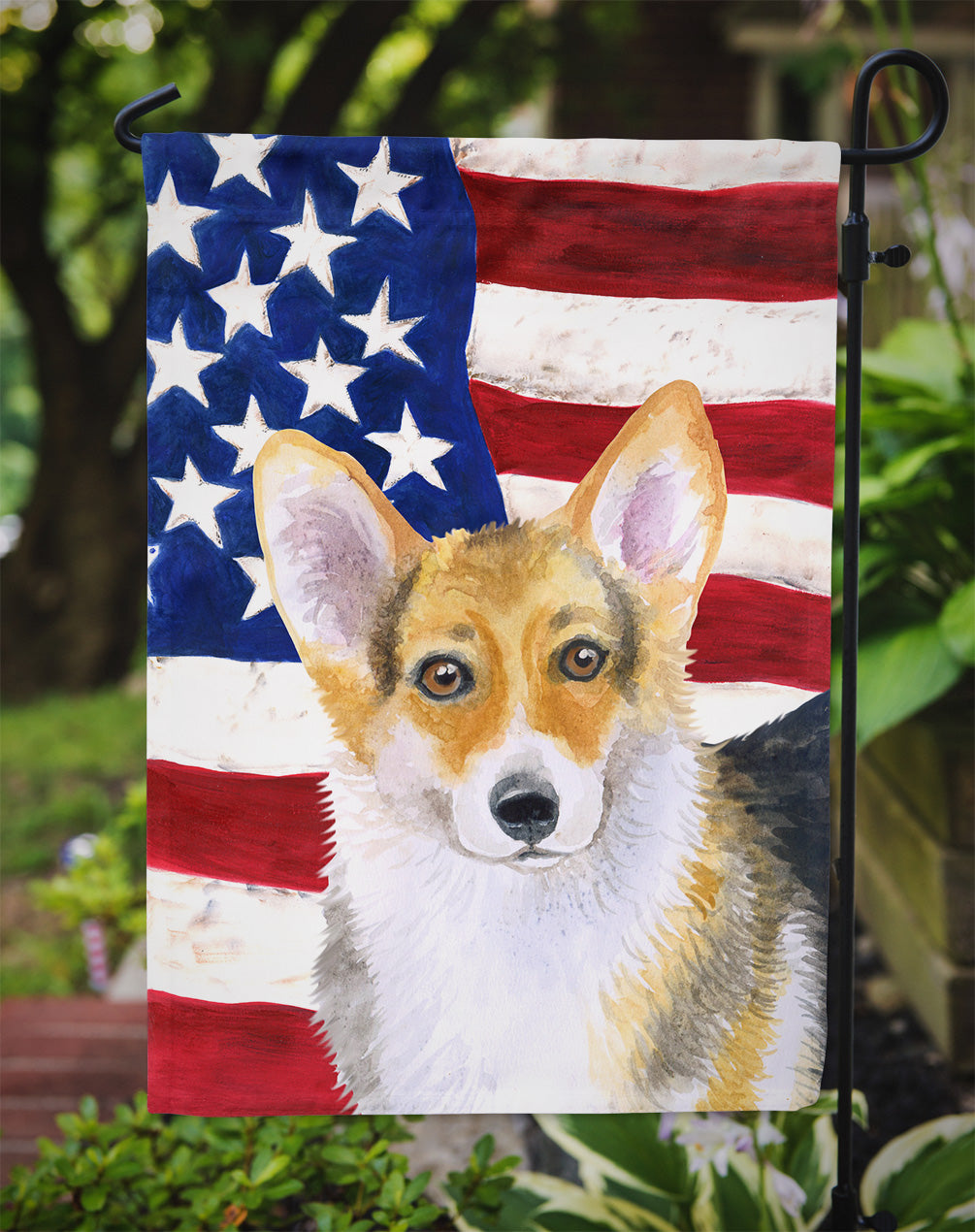 Pembroke Corgi Patriotic Garden Flag Mailbox Decorative Yard Banner Outside Patio Artwork for Flower Beds, Garden Size, Multicolor