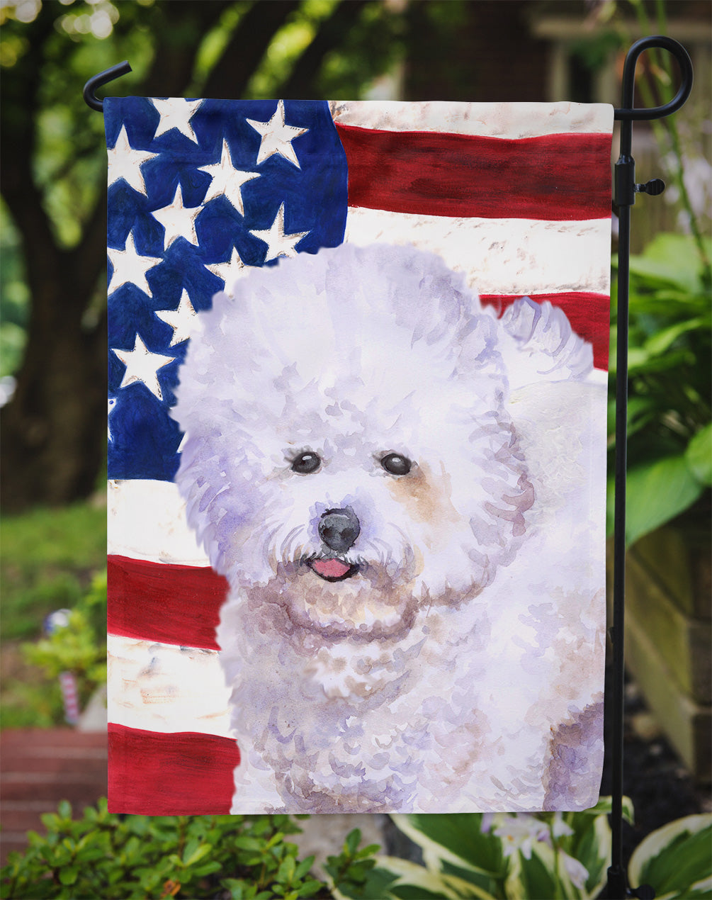 Bichon Frise Patriotic Garden Flag Mailbox Decorative Yard Banner Outside Patio Artwork for Flower Beds, Garden Size, Multicolor