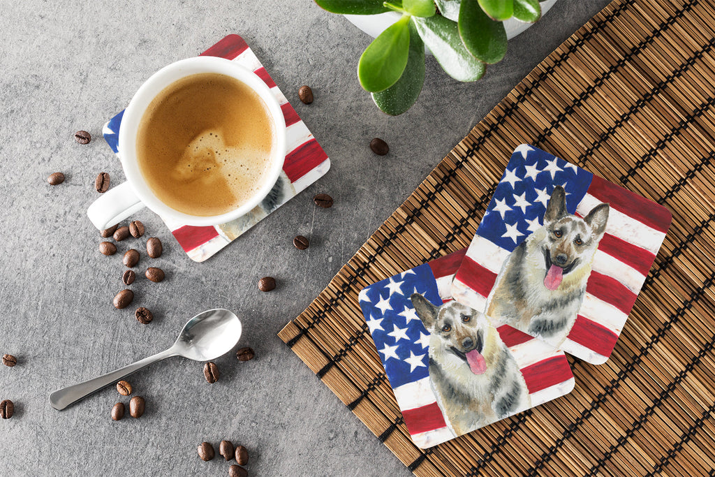 East-European Shepherd Patriotic Foam Coasters Set of 4 Cup Coasters for Indoor Outdoor, Tabletop Protection, Anti Slip, Mouse pad Material