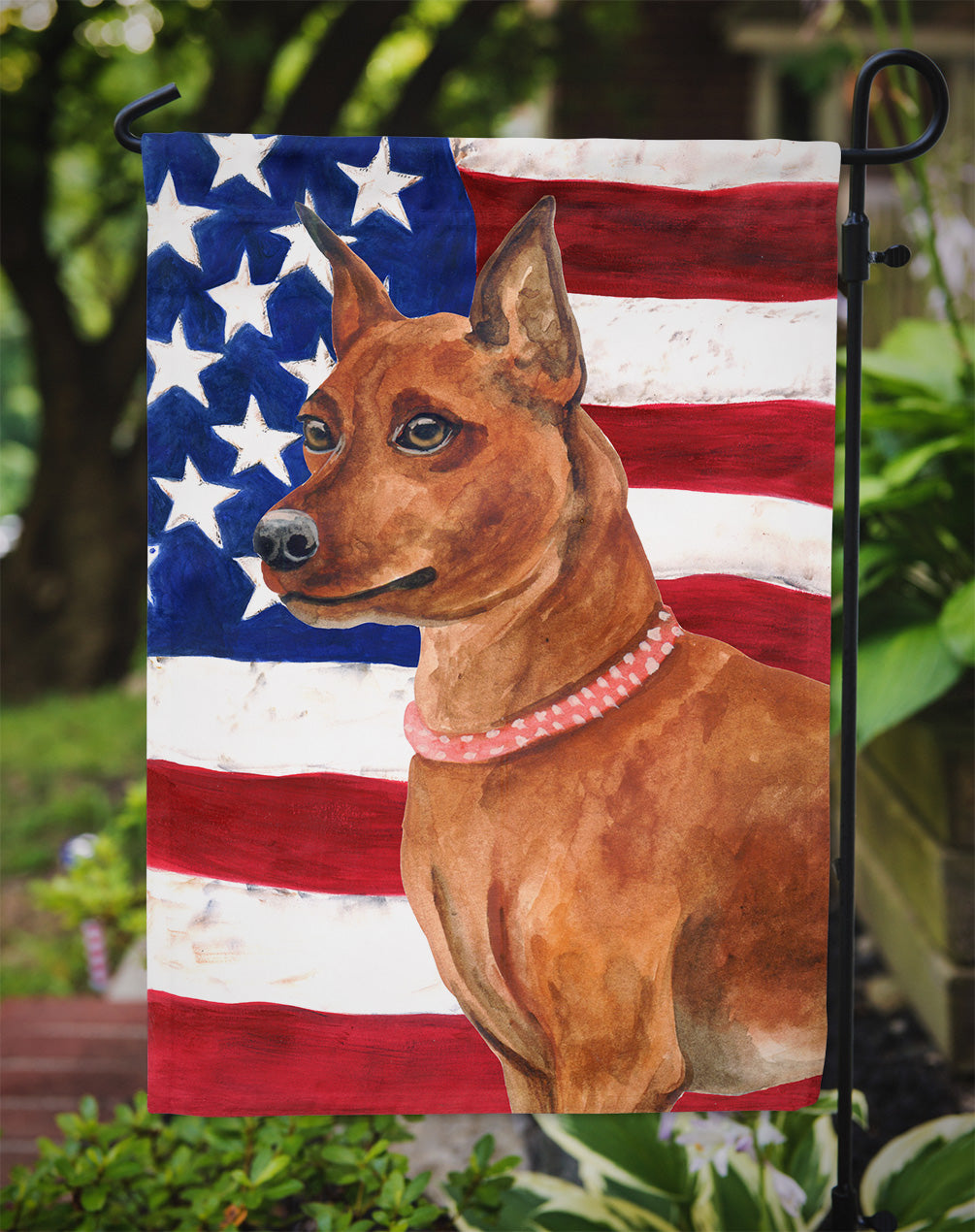Miniature Pinscher Patriotic Garden Flag Mailbox Decorative Yard Banner Outside Patio Artwork for Flower Beds, Garden Size, Multicolor