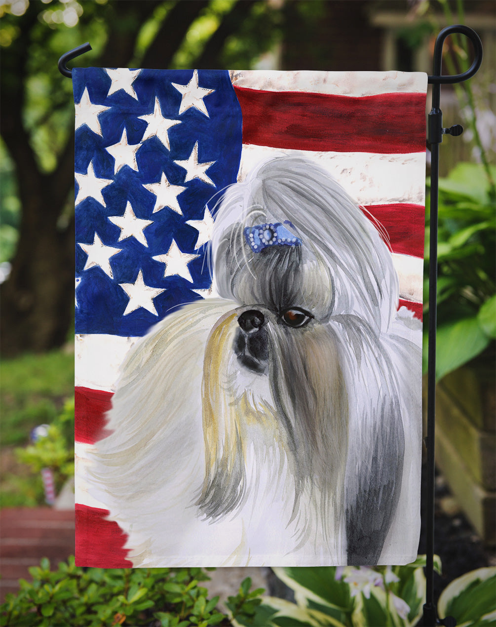 Shih Tzu Patriotic Garden Flag Mailbox Decorative Yard Banner Outside Patio Artwork for Flower Beds, Garden Size, Multicolor