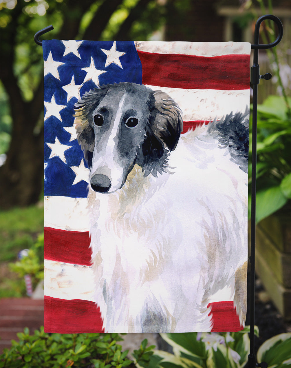 Borzoi Patriotic Garden Flag Mailbox Decorative Yard Banner Outside Patio Artwork for Flower Beds, Garden Size, Multicolor