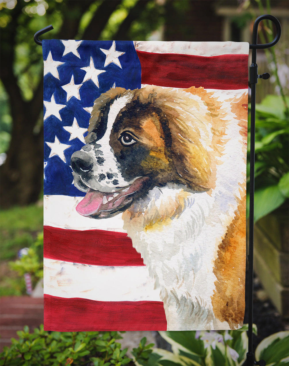 Saint Bernard Patriotic Garden Flag Mailbox Decorative Yard Banner Outside Patio Artwork for Flower Beds, Garden Size, Multicolor