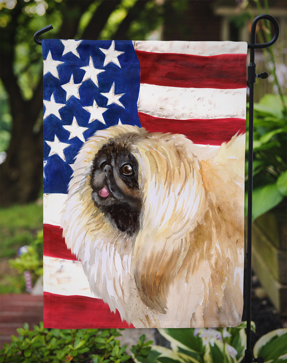 Pekingese Patriotic Garden Flag Mailbox Decorative Yard Banner Outside Patio Artwork for Flower Beds, Garden Size, Multicolor