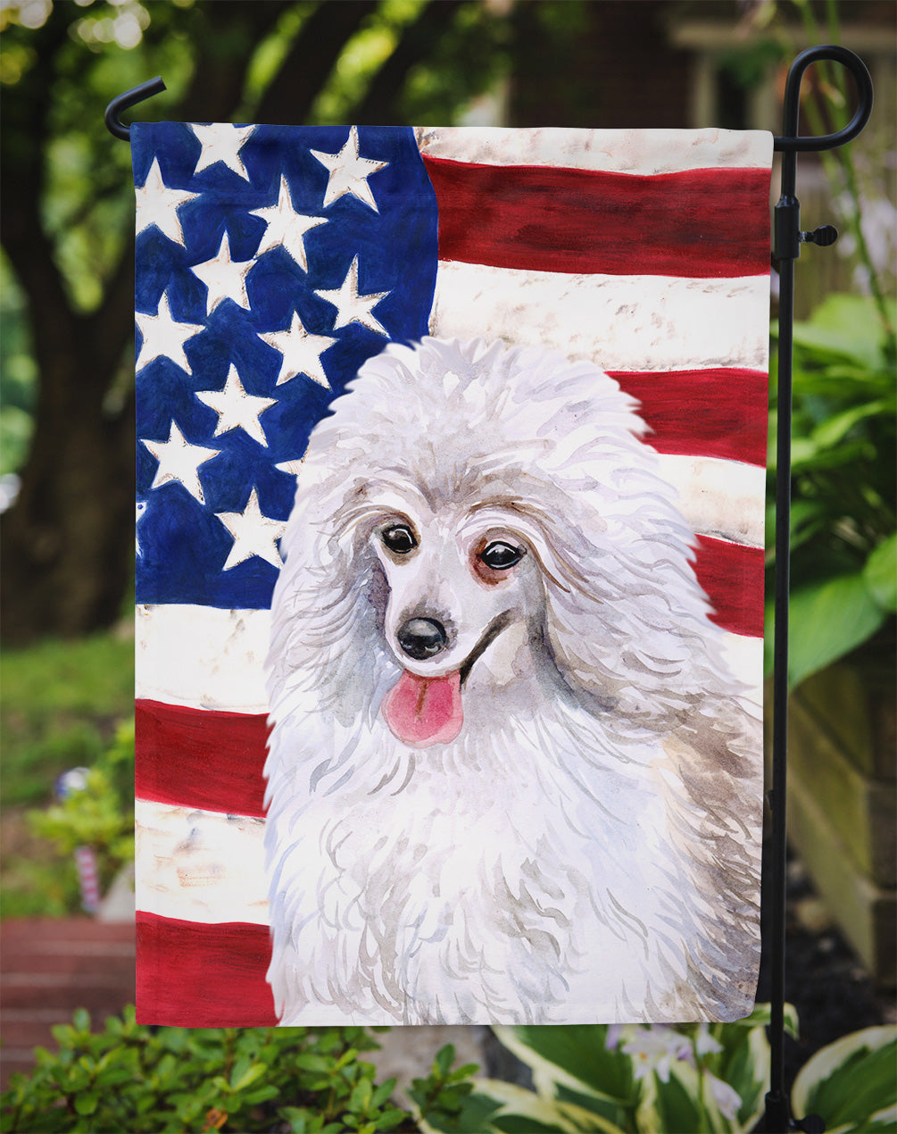 Medium White Poodle Patriotic Garden Flag Mailbox Decorative Yard Banner Outside Patio Artwork for Flower Beds, Garden Size, Multicolor