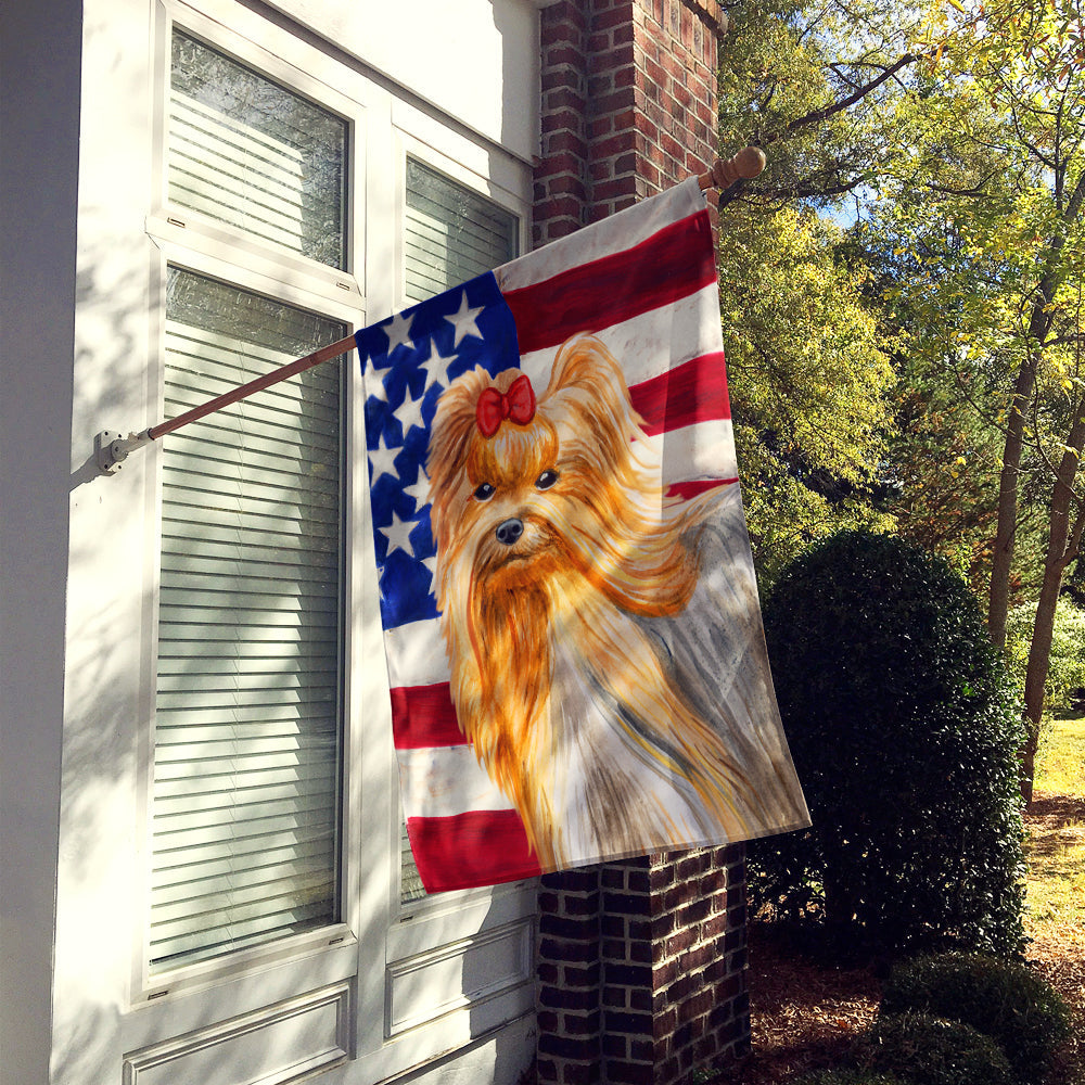 Yorkshire Terrier Patriotic House Flag 28x40 Porch Sleeve Pole Decorative Outside Yard Banner Artwork Wall Hanging, Polyester