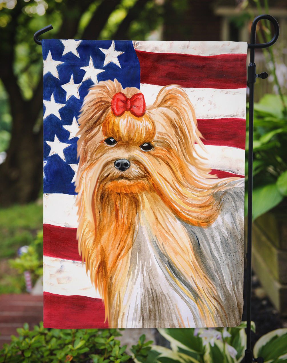 Yorkshire Terrier Patriotic Garden Flag Mailbox Decorative Yard Banner Outside Patio Artwork for Flower Beds, Garden Size, Multicolor