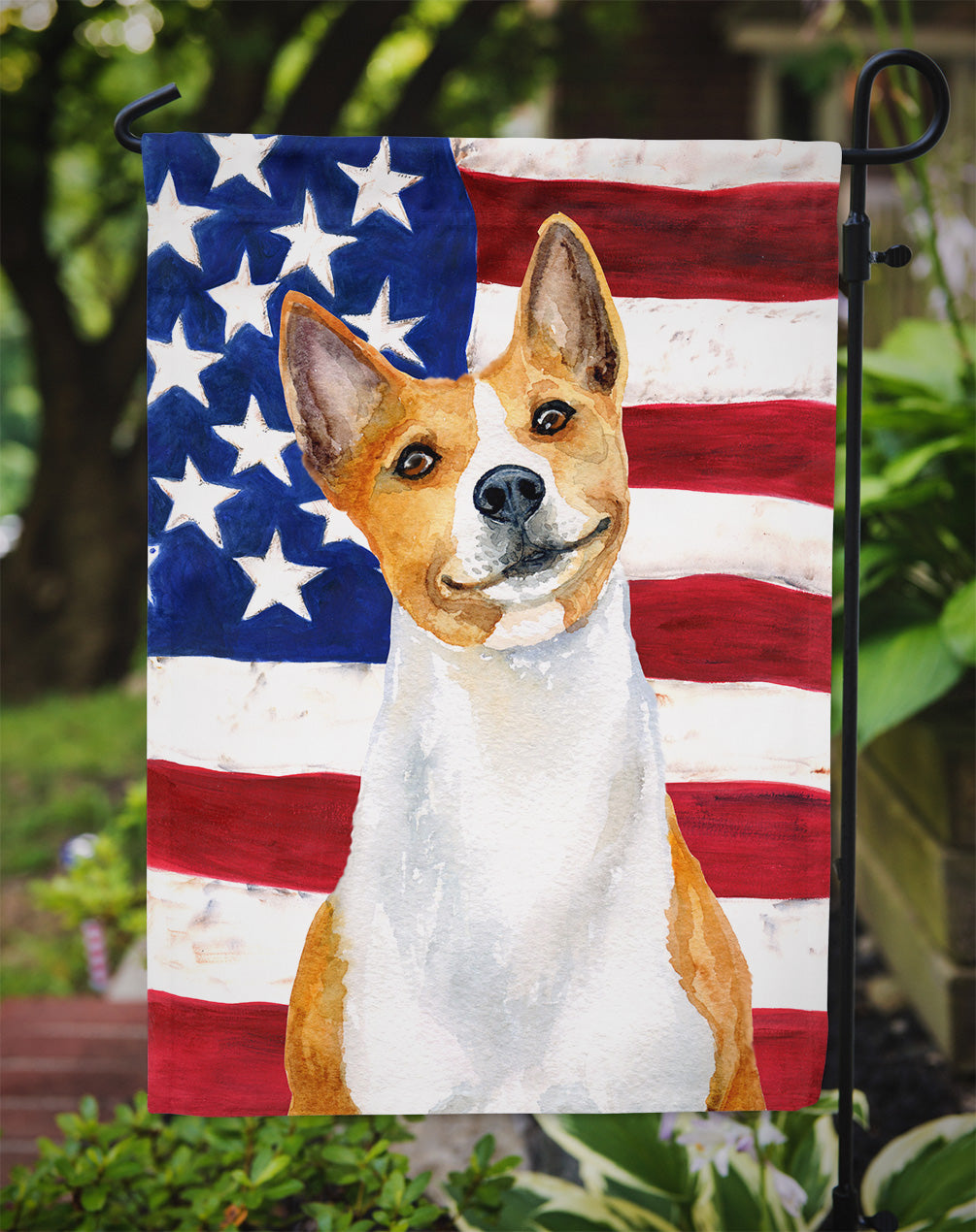 Basenji Patriotic Garden Flag Mailbox Decorative Yard Banner Outside Patio Artwork for Flower Beds, Garden Size, Multicolor