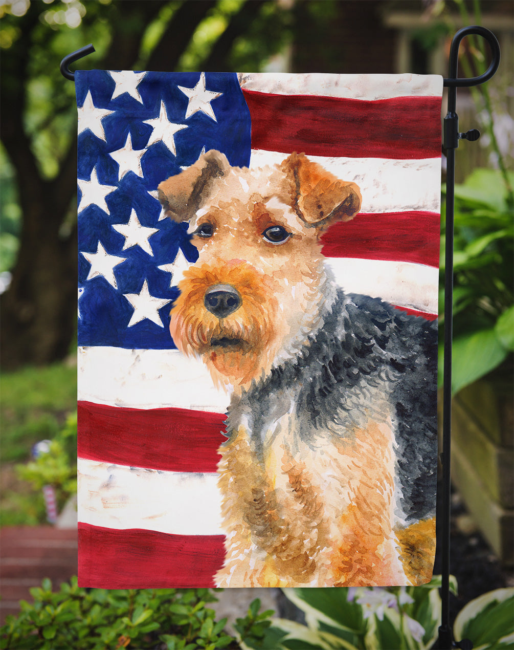 Welsh Terrier Patriotic Garden Flag Mailbox Decorative Yard Banner Outside Patio Artwork for Flower Beds, Garden Size, Multicolor