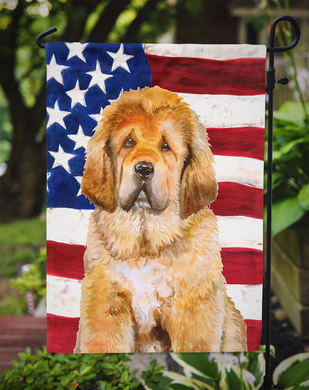 Tibetan Mastiff Patriotic Garden Flag Mailbox Decorative Yard Banner Outside Patio Artwork for Flower Beds, Garden Size, Multicolor