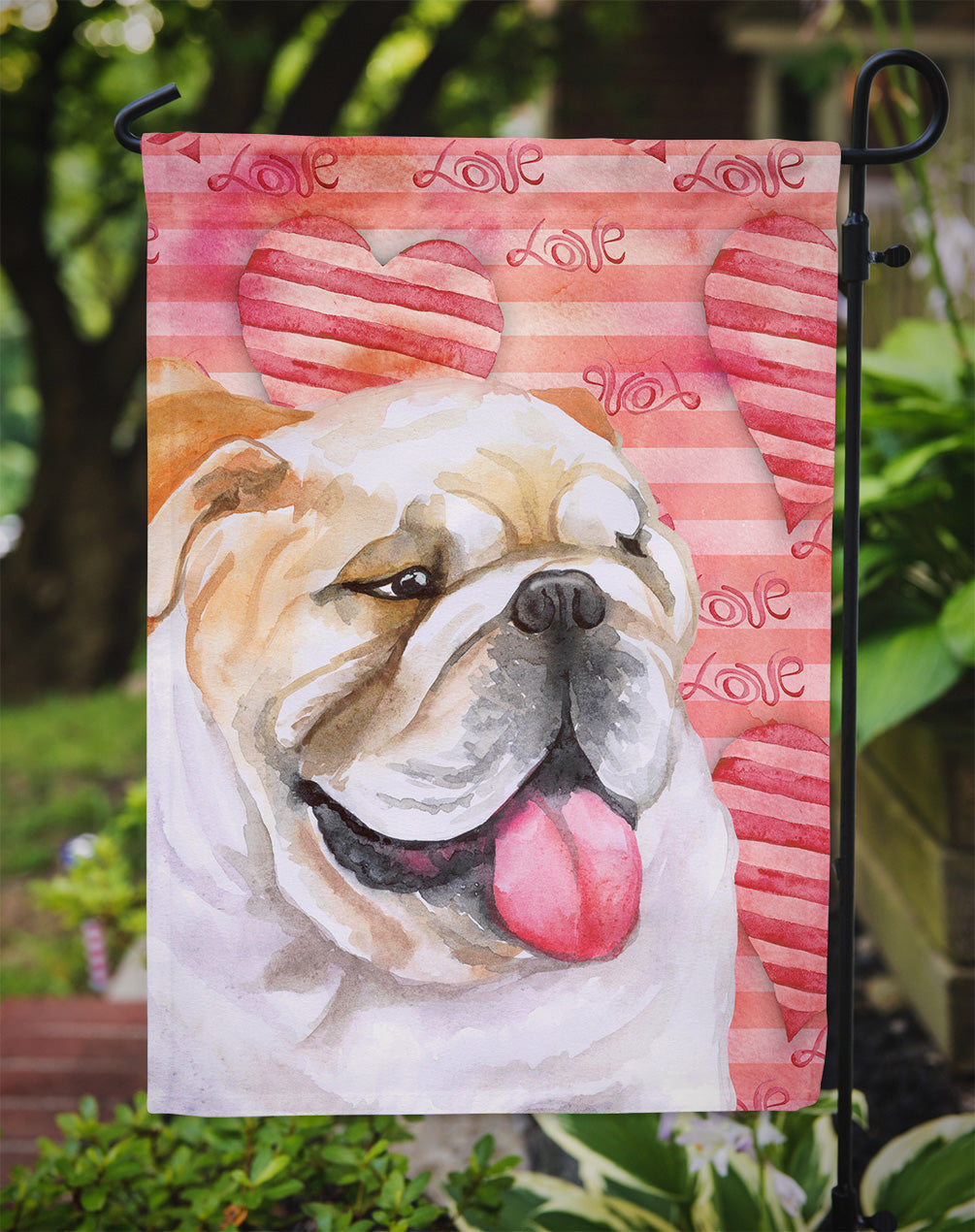 English Bulldog Love Garden Flag Mailbox Decorative Yard Banner Outside Patio Artwork for Flower Beds, Garden Size, Multicolor