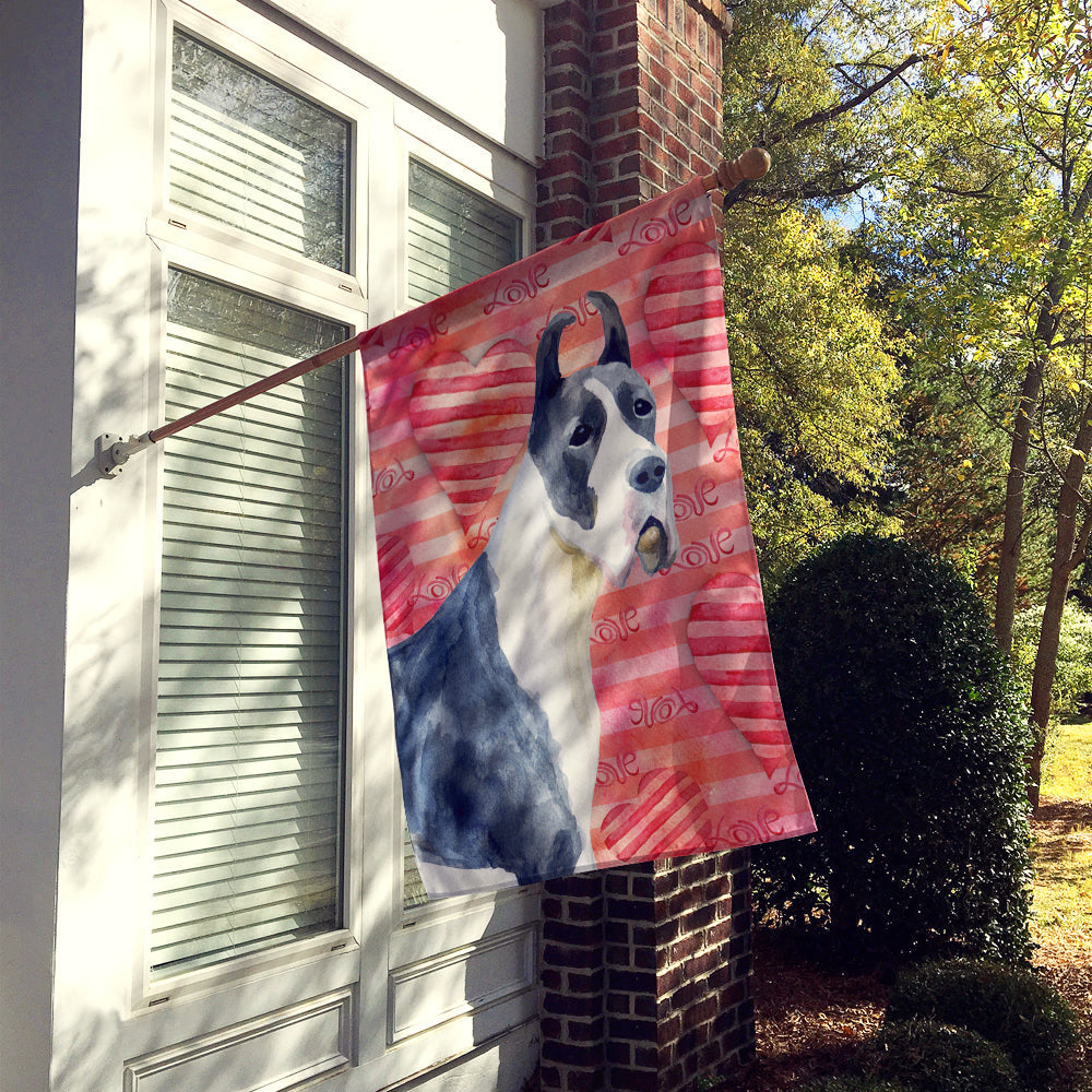 Harlequin Great Dane Love Flag Canvas House Size BB9730CHF