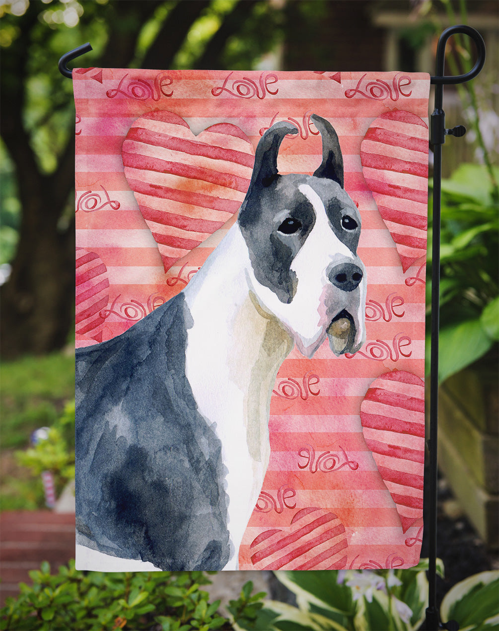 Harlequin Great Dane Love Garden Flag Mailbox Decorative Yard Banner Outside Patio Artwork for Flower Beds, Garden Size, Multicolor