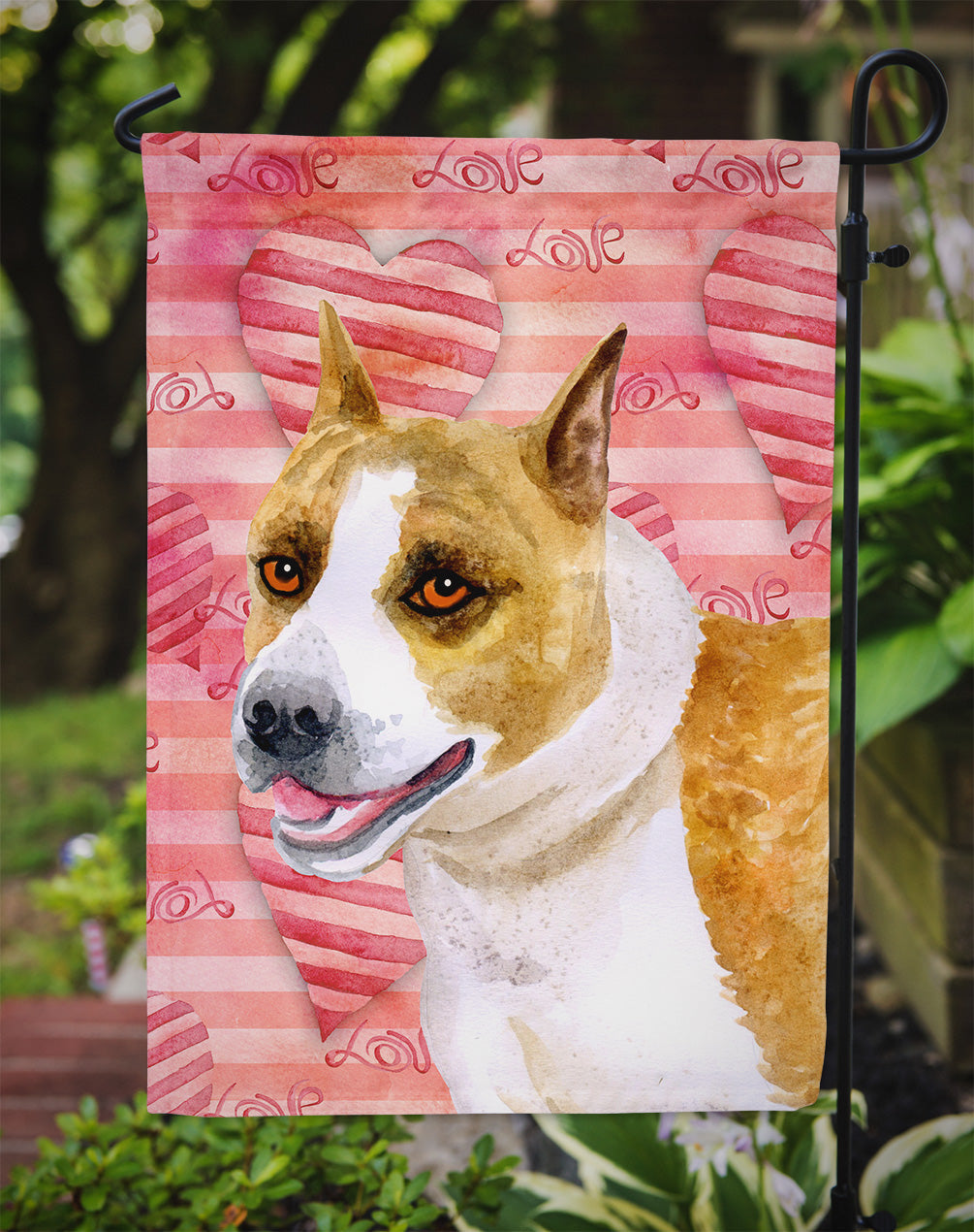 American Staffordshire Love Garden Flag Mailbox Decorative Yard Banner Outside Patio Artwork for Flower Beds, Garden Size, Multicolor