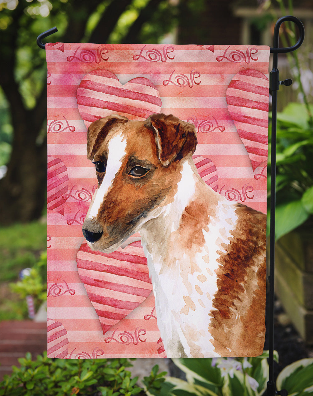Smooth Fox Terrier Love Garden Flag Mailbox Decorative Yard Banner Outside Patio Artwork for Flower Beds, Garden Size, Multicolor
