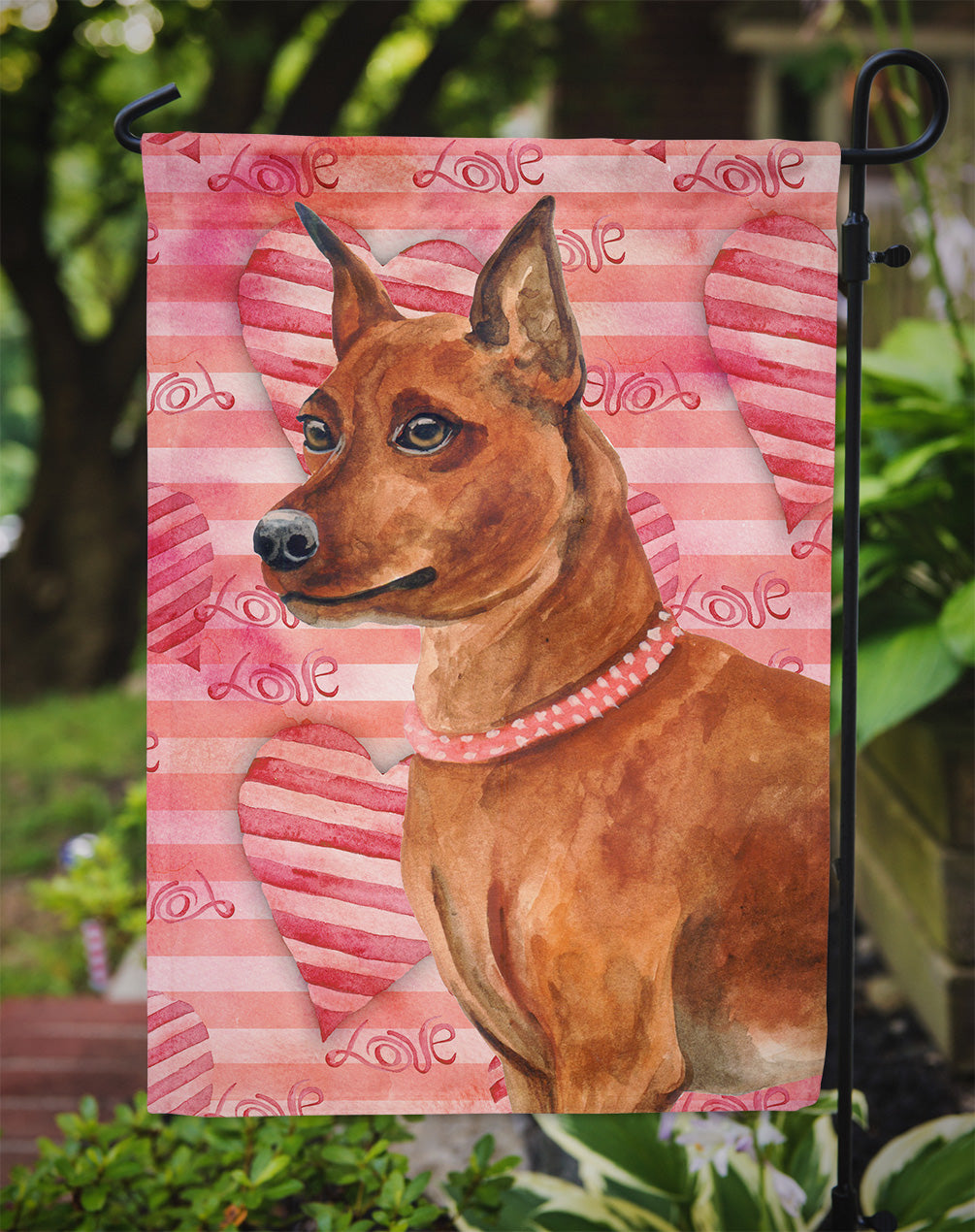 Miniature Pinscher Love Garden Flag Mailbox Decorative Yard Banner Outside Patio Artwork for Flower Beds, Garden Size, Multicolor