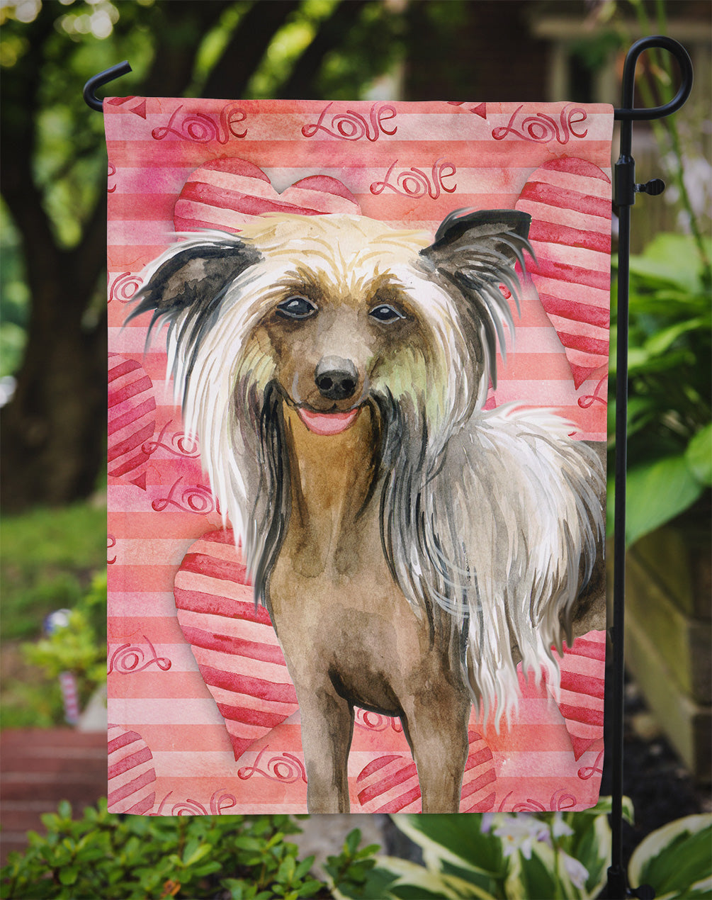 Chinese Crested Love Garden Flag Mailbox Decorative Yard Banner Outside Patio Artwork for Flower Beds, Garden Size, Multicolor