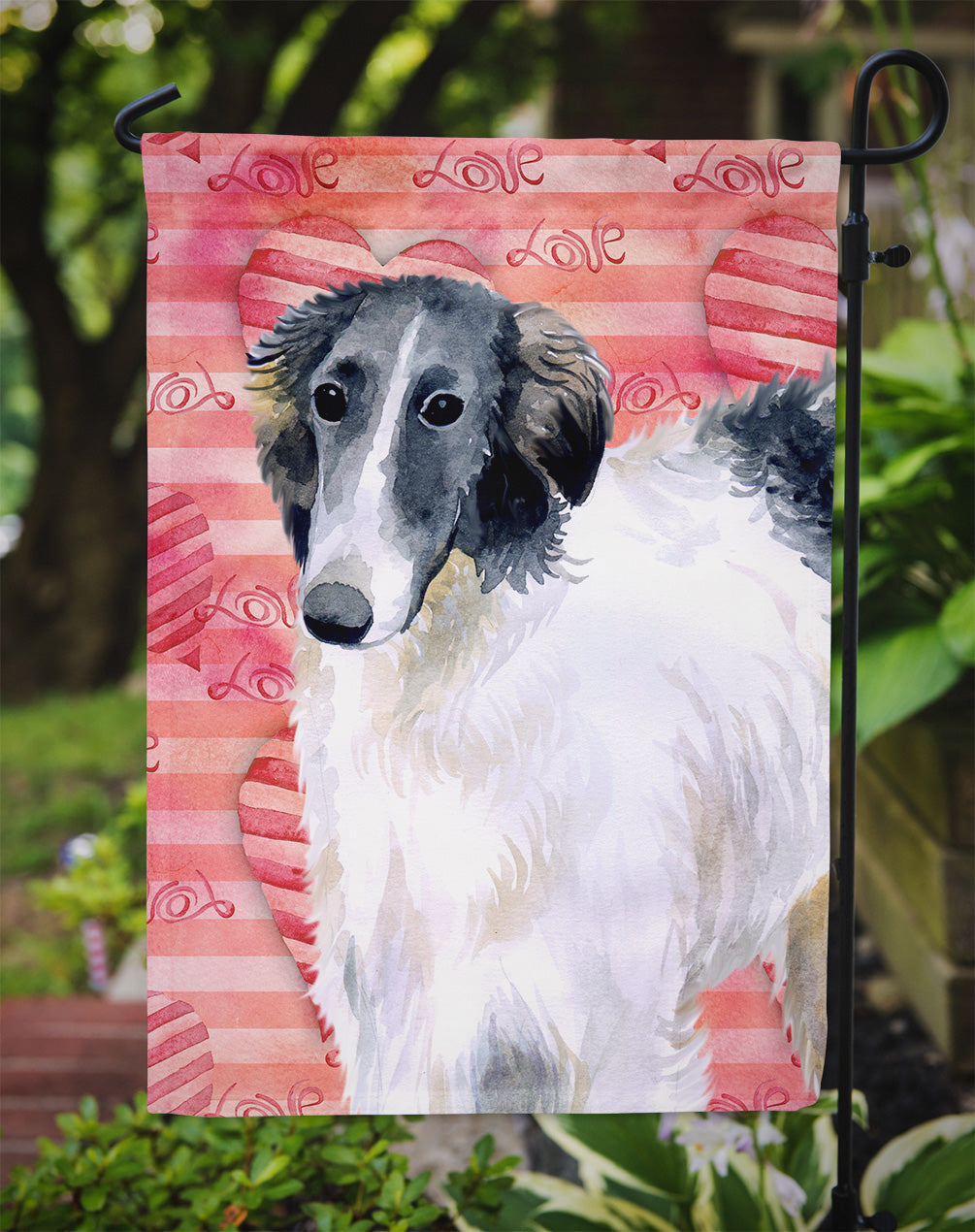 Borzoi Love Garden Flag Mailbox Decorative Yard Banner Outside Patio Artwork for Flower Beds, Garden Size, Multicolor