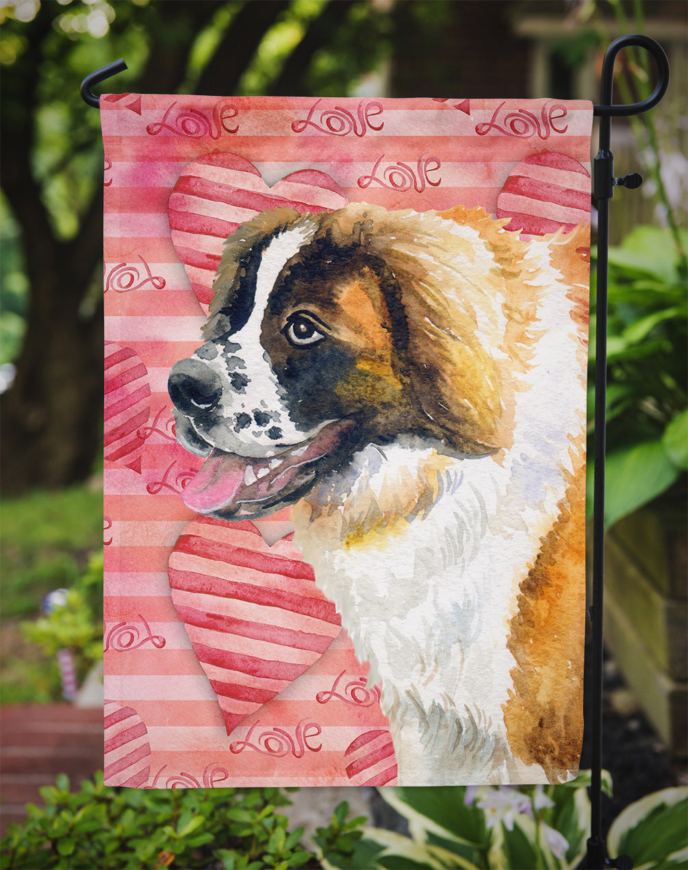 Saint Bernard Love Garden Flag Mailbox Decorative Yard Banner Outside Patio Artwork for Flower Beds, Garden Size, Multicolor