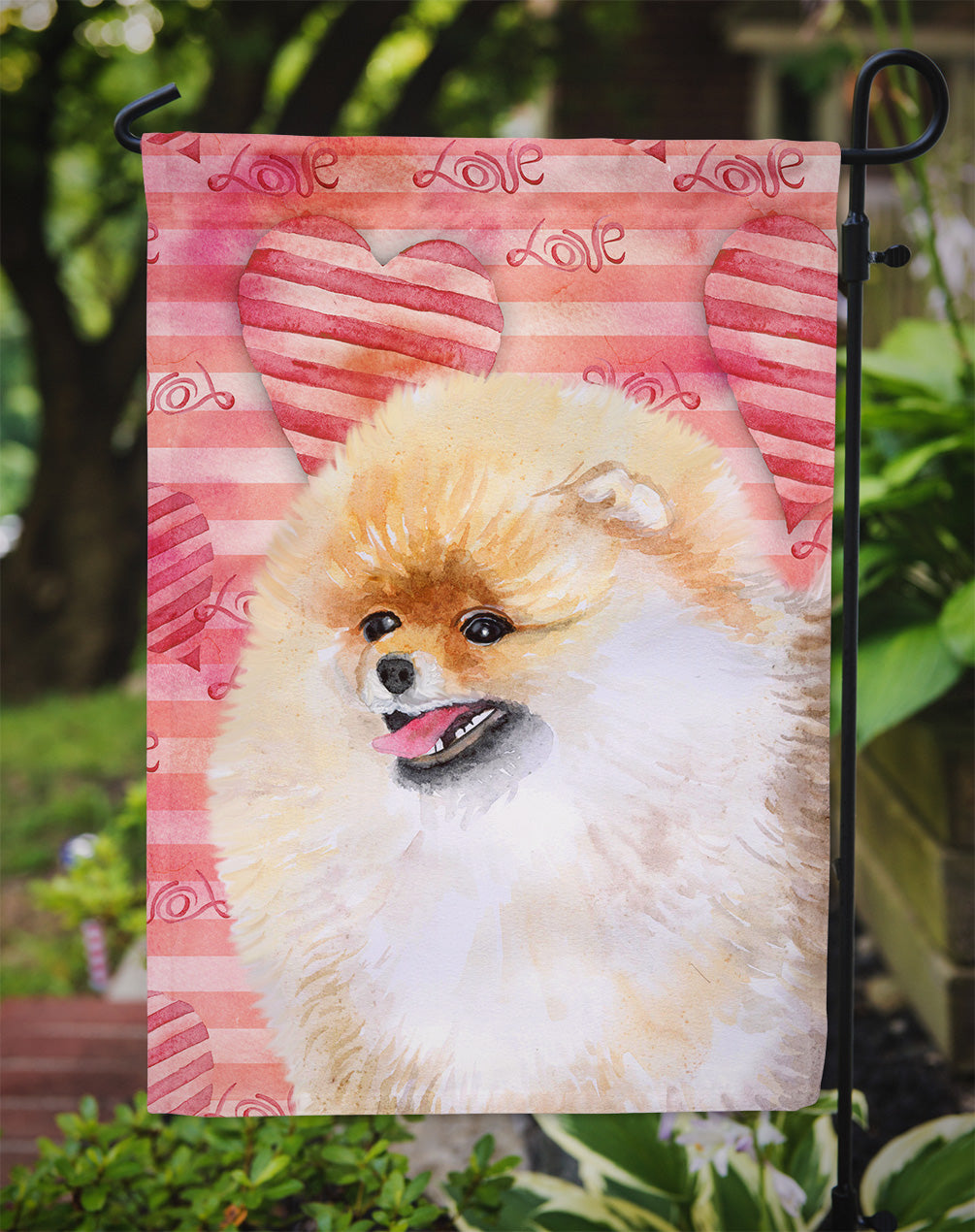 Pomeranian Love Garden Flag Mailbox Decorative Yard Banner Outside Patio Artwork for Flower Beds, Garden Size, Multicolor