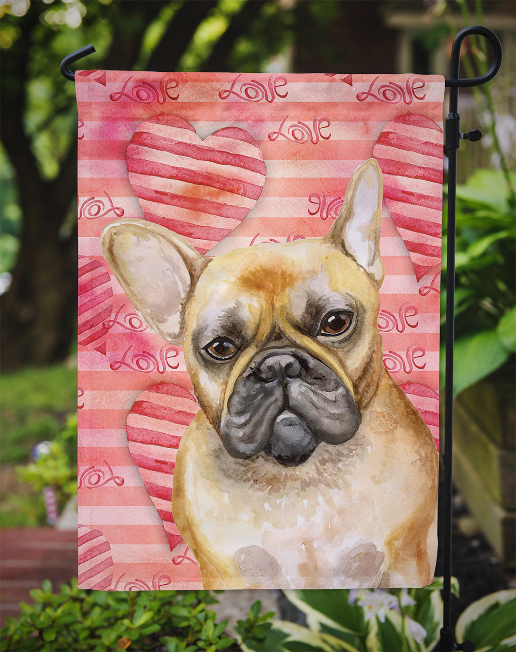 French Bulldog Love Garden Flag Mailbox Decorative Yard Banner Outside Patio Artwork for Flower Beds, Garden Size, Multicolor