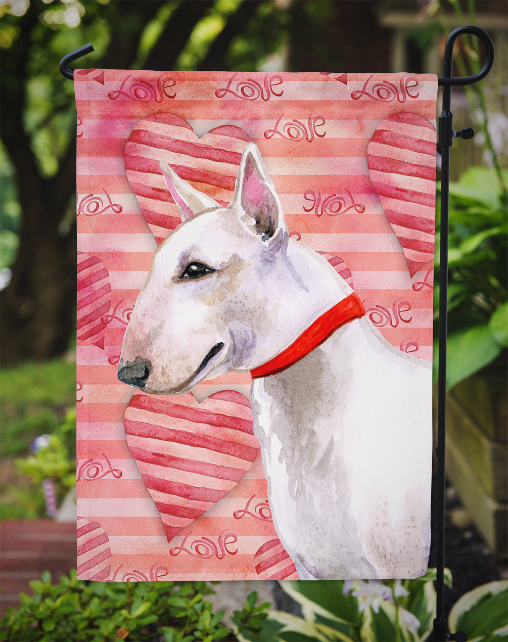 Bull Terrier Love Garden Flag Mailbox Decorative Yard Banner Outside Patio Artwork for Flower Beds, Garden Size, Multicolor