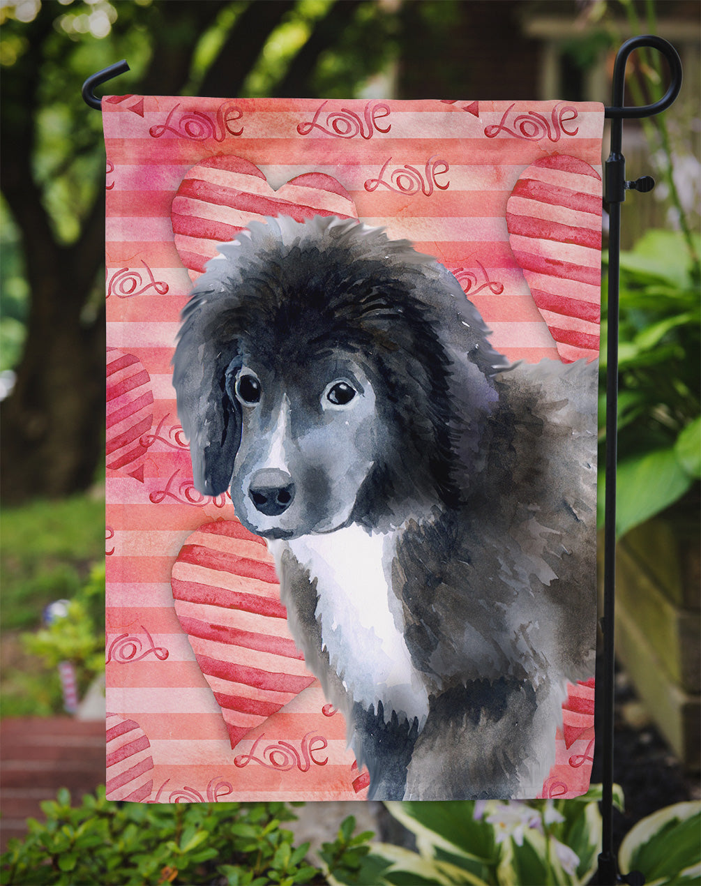Newfoundland Puppy Love Garden Flag Mailbox Decorative Yard Banner Outside Patio Artwork for Flower Beds, Garden Size, Multicolor