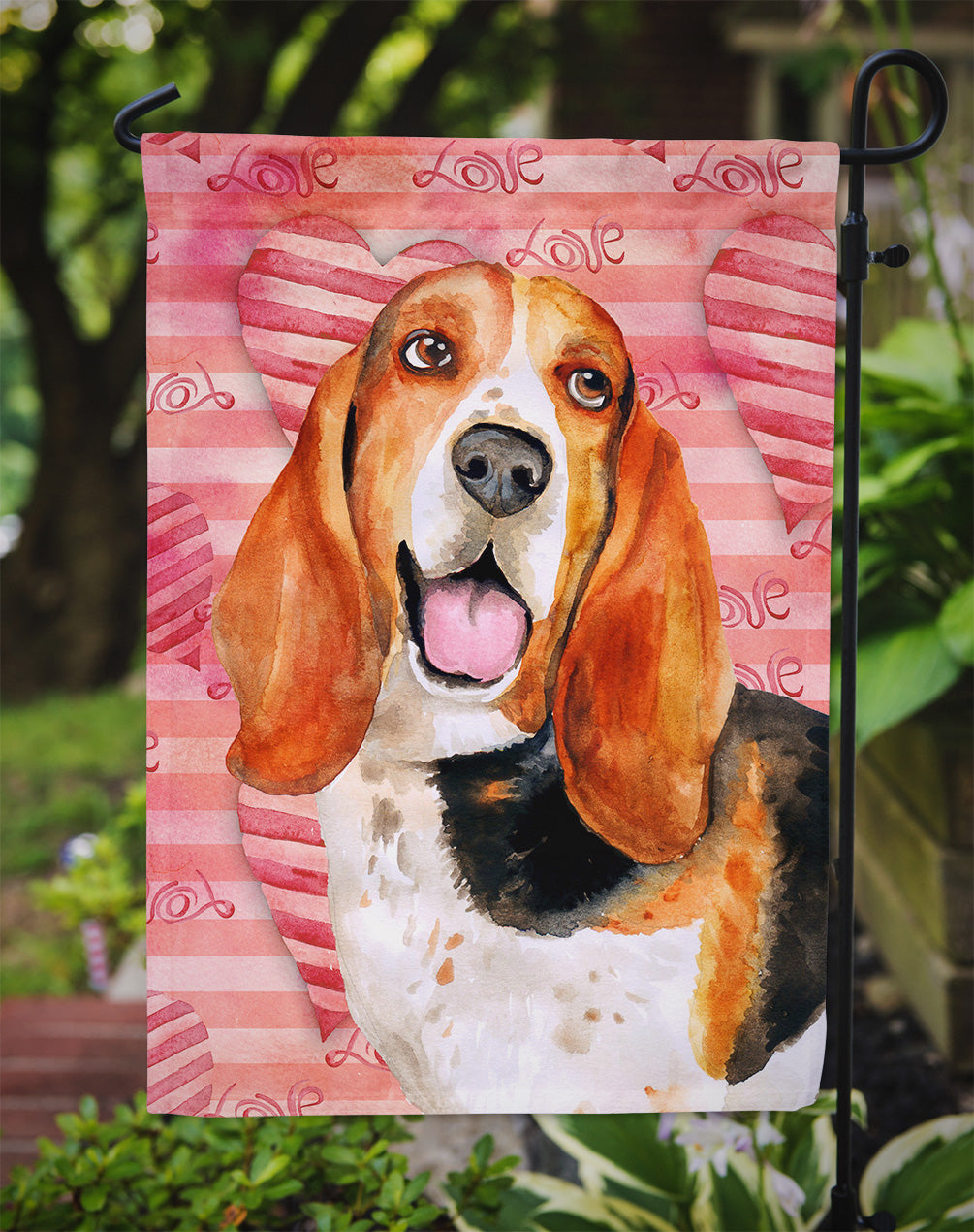 Basset Hound Love Garden Flag Mailbox Decorative Yard Banner Outside Patio Artwork for Flower Beds, Garden Size, Multicolor