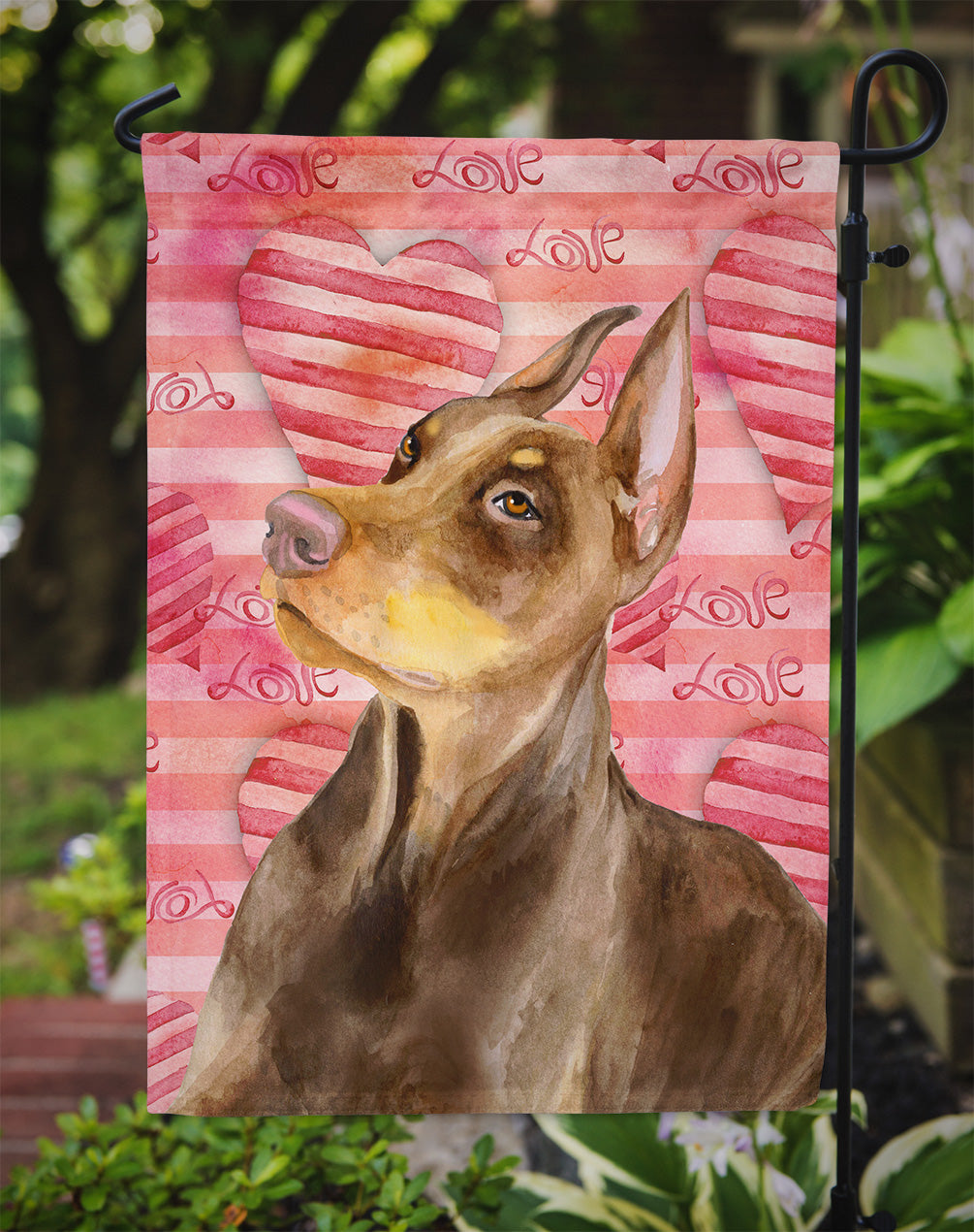 Doberman Pinscher Love Garden Flag Mailbox Decorative Yard Banner Outside Patio Artwork for Flower Beds, Garden Size, Multicolor