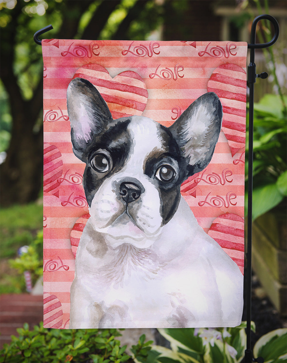 French Bulldog Black White Love Garden Flag Mailbox Decorative Yard Banner Outside Patio Artwork for Flower Beds, Garden Size, Multicolor
