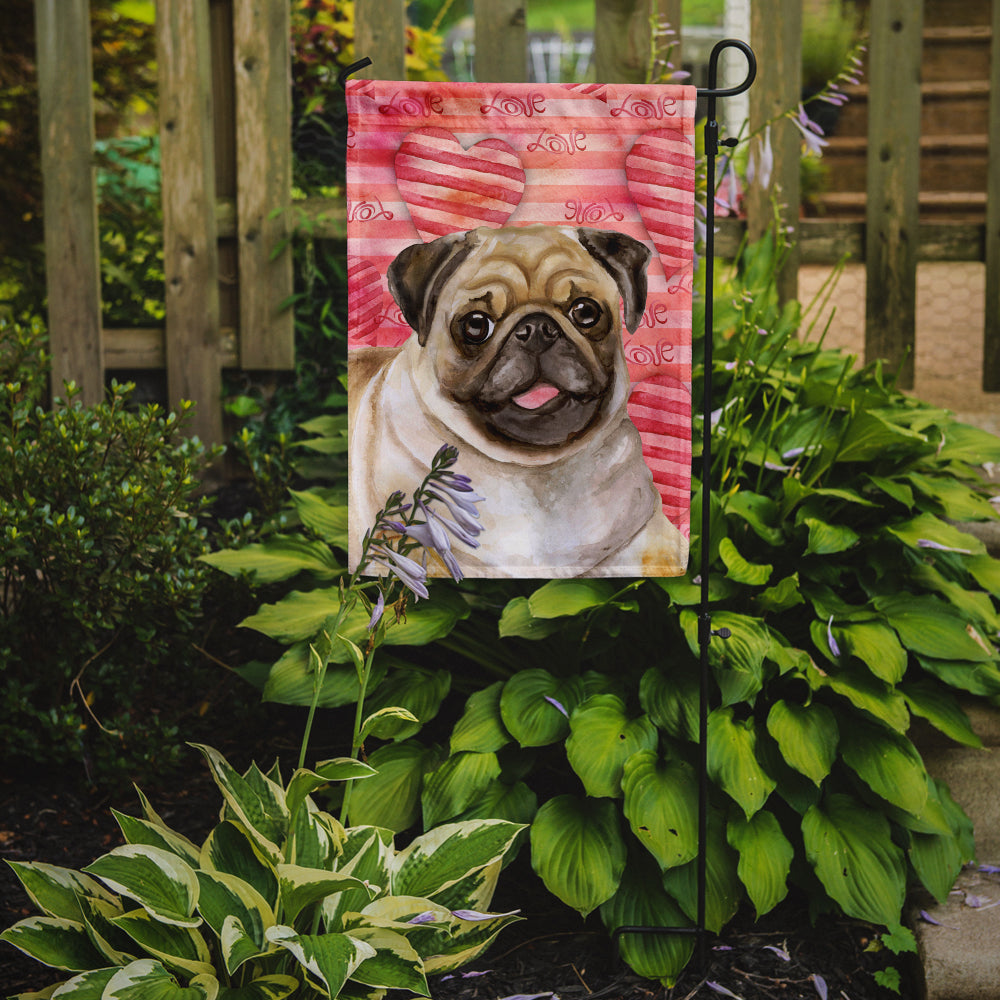 Fawn Pug Love Garden Flag Mailbox Decorative Yard Banner Outside Patio Artwork for Flower Beds, Garden Size, Multicolor