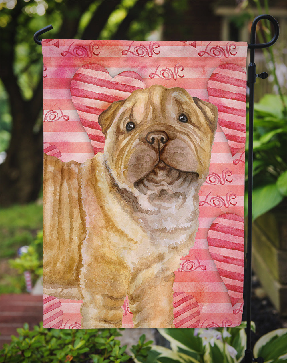 Shar Pei Puppy Love Garden Flag Mailbox Decorative Yard Banner Outside Patio Artwork for Flower Beds, Garden Size, Multicolor