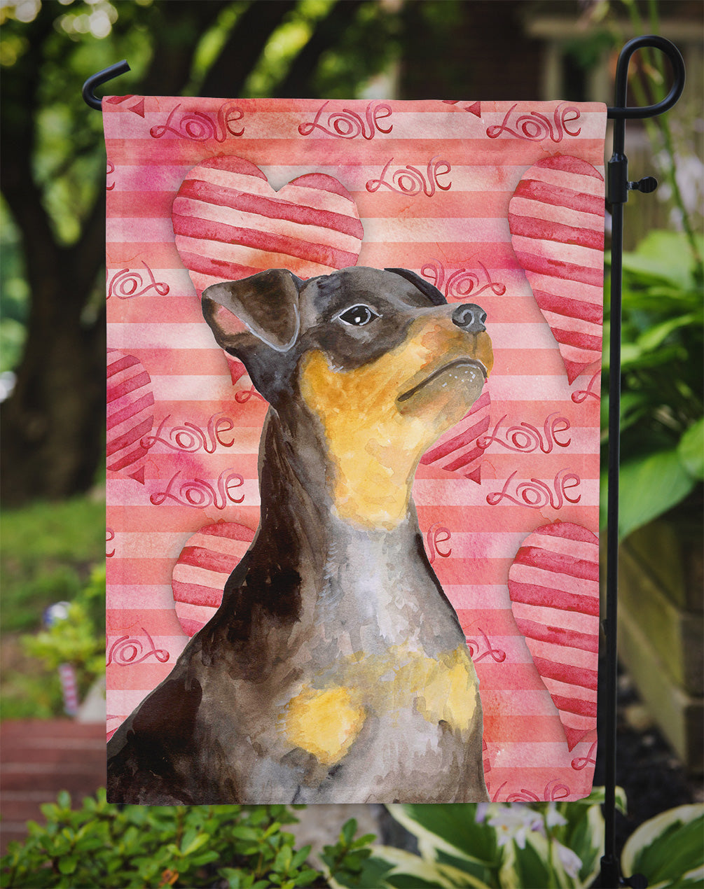 Miniature Pinscher #2 Love Garden Flag Mailbox Decorative Yard Banner Outside Patio Artwork for Flower Beds, Garden Size, Multicolor