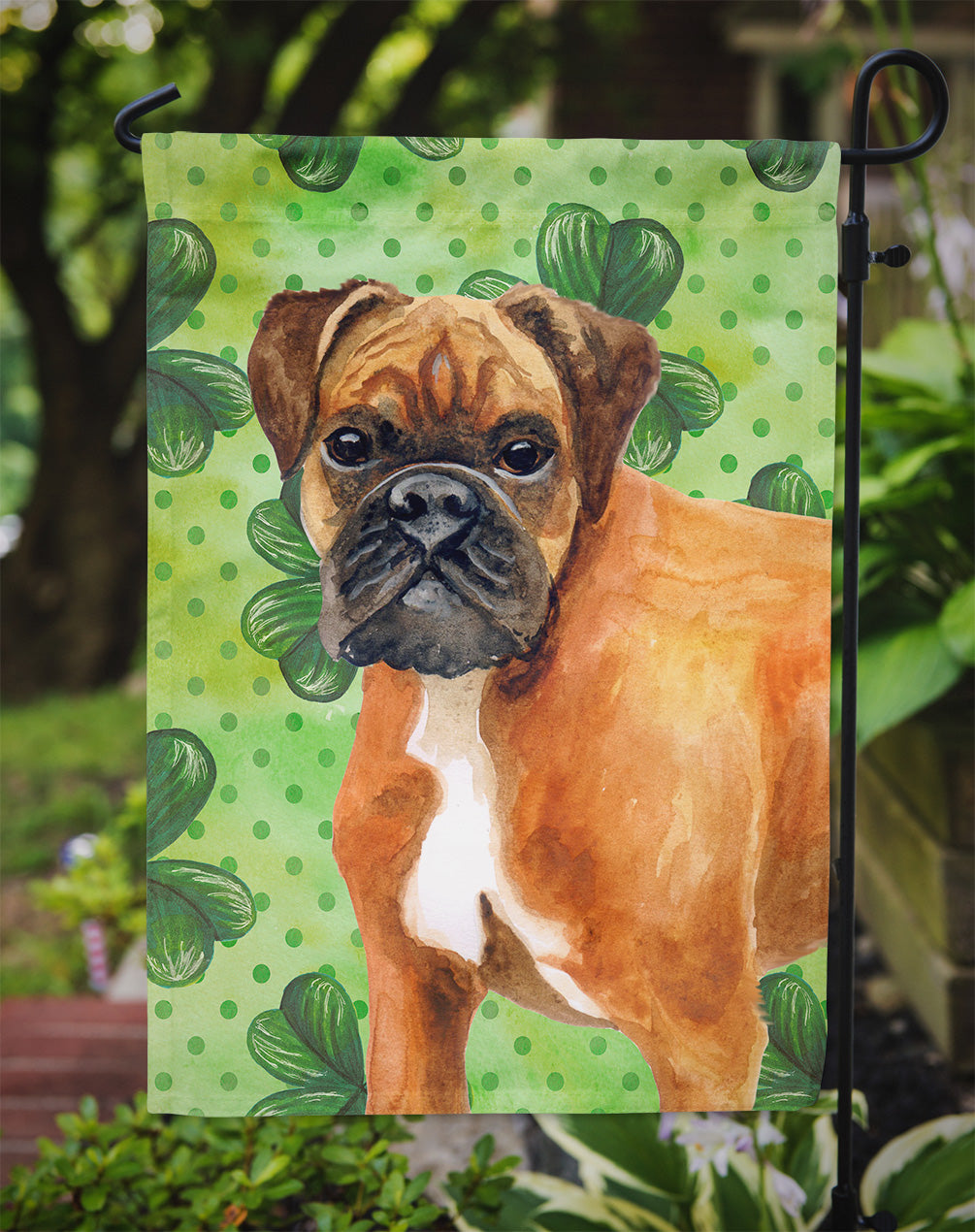 German Boxer St Patrick's Garden Flag Mailbox Decorative Yard Banner Outside Patio Artwork for Flower Beds, Garden Size, Multicolor