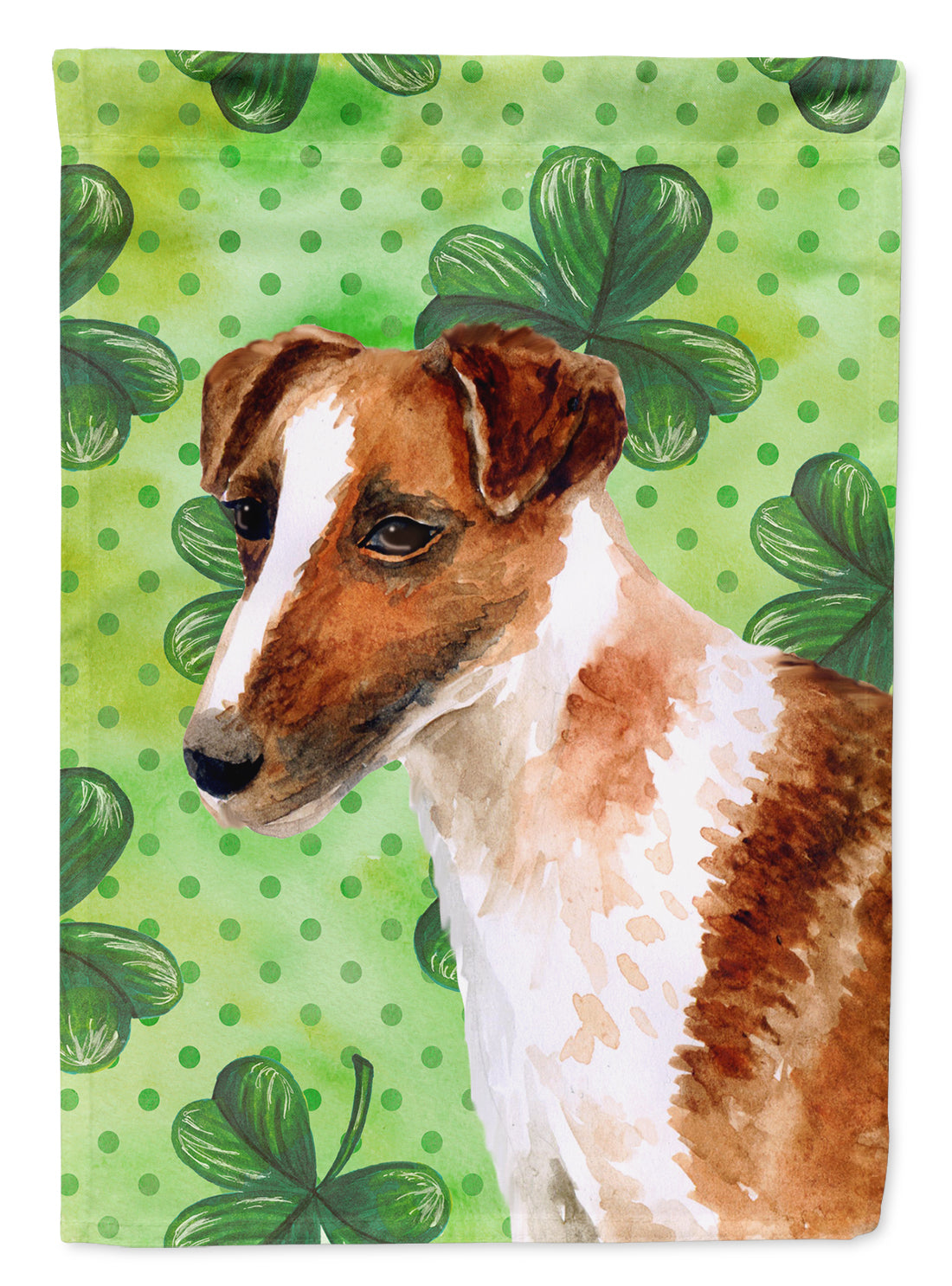 Smooth Fox Terrier St Patrick's Garden Flag Mailbox Decorative Yard Banner Outside Patio Artwork for Flower Beds, Garden Size, Multicolor