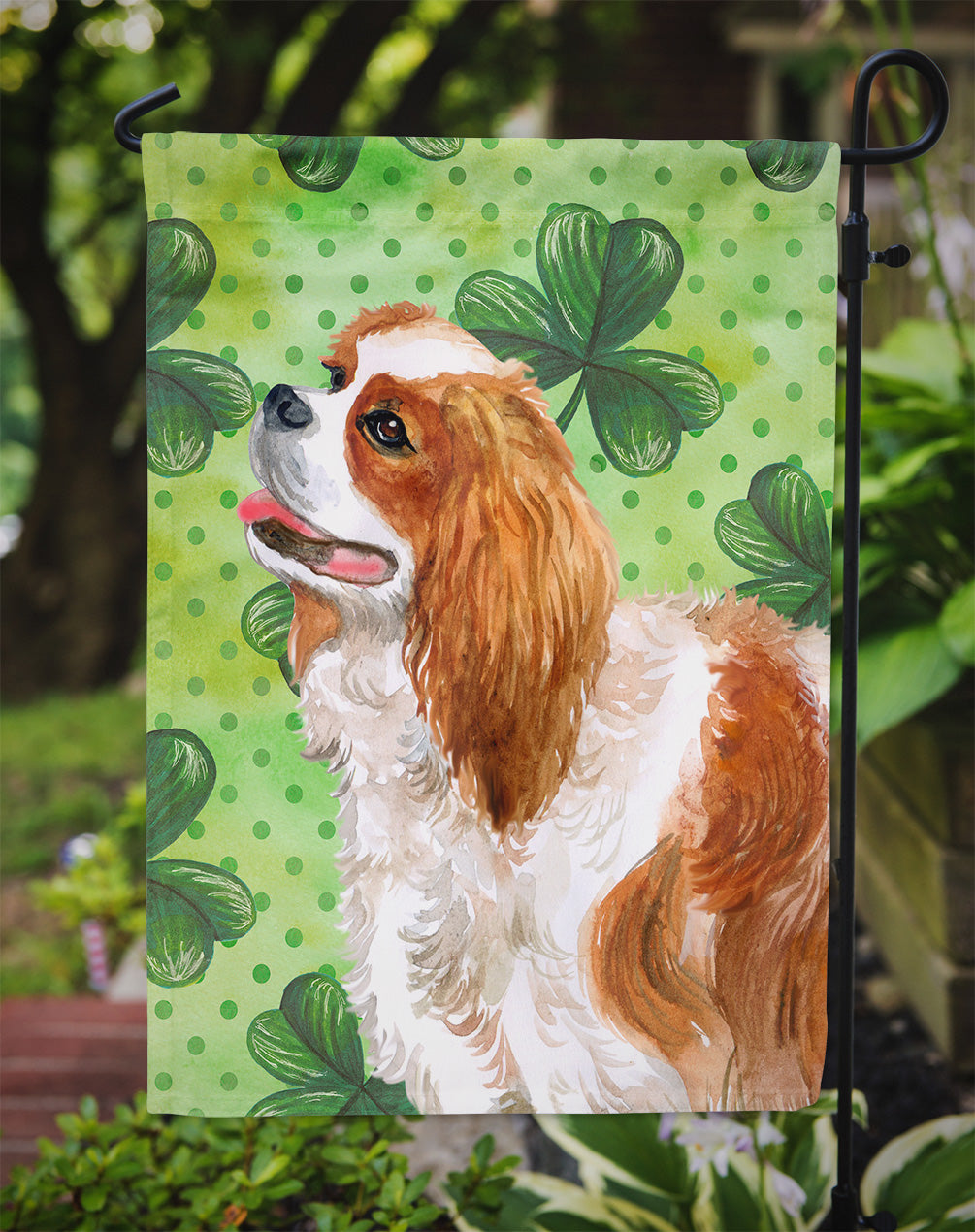 Cavalier Spaniel St Patrick's Garden Flag Mailbox Decorative Yard Banner Outside Patio Artwork for Flower Beds, Garden Size, Multicolor