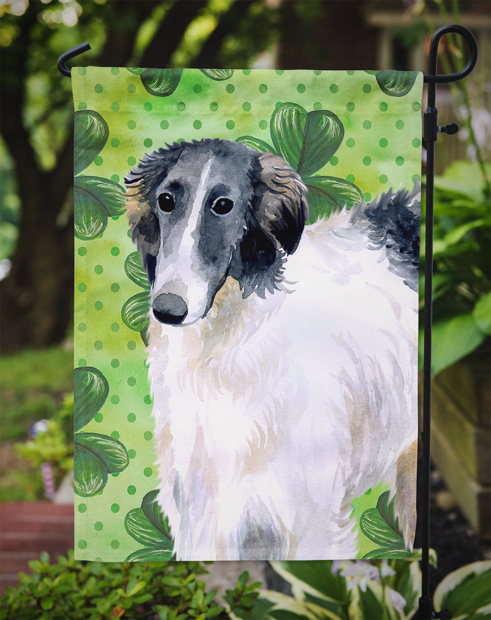 Borzoi St Patrick's Garden Flag Mailbox Decorative Yard Banner Outside Patio Artwork for Flower Beds, Garden Size, Multicolor