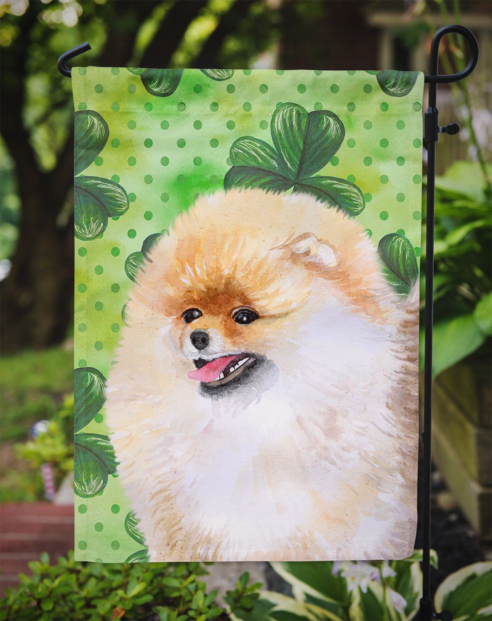 Pomeranian St Patrick's Garden Flag Mailbox Decorative Yard Banner Outside Patio Artwork for Flower Beds, Garden Size, Multicolor