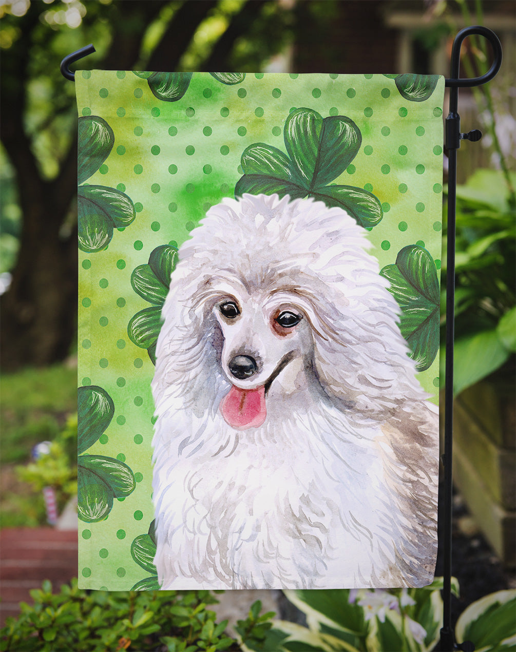Medium White Poodle St Patrick's Garden Flag Mailbox Decorative Yard Banner Outside Patio Artwork for Flower Beds, Garden Size, Multicolor