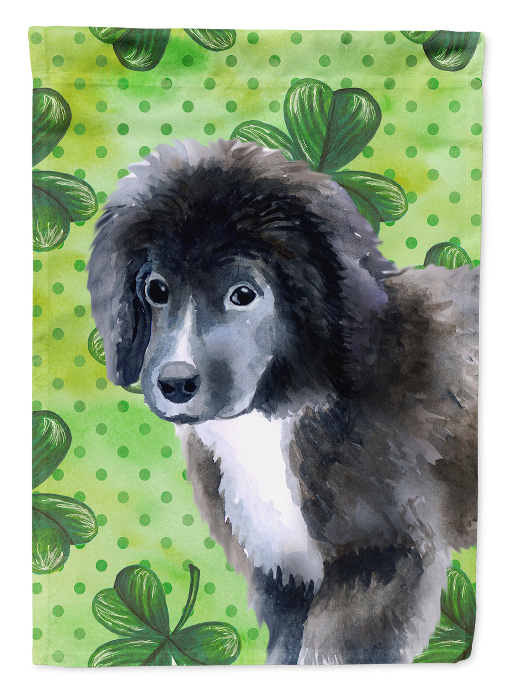 Newfoundland Puppy St Patrick's Garden Flag Mailbox Decorative Yard Banner Outside Patio Artwork for Flower Beds, Garden Size, Multicolor