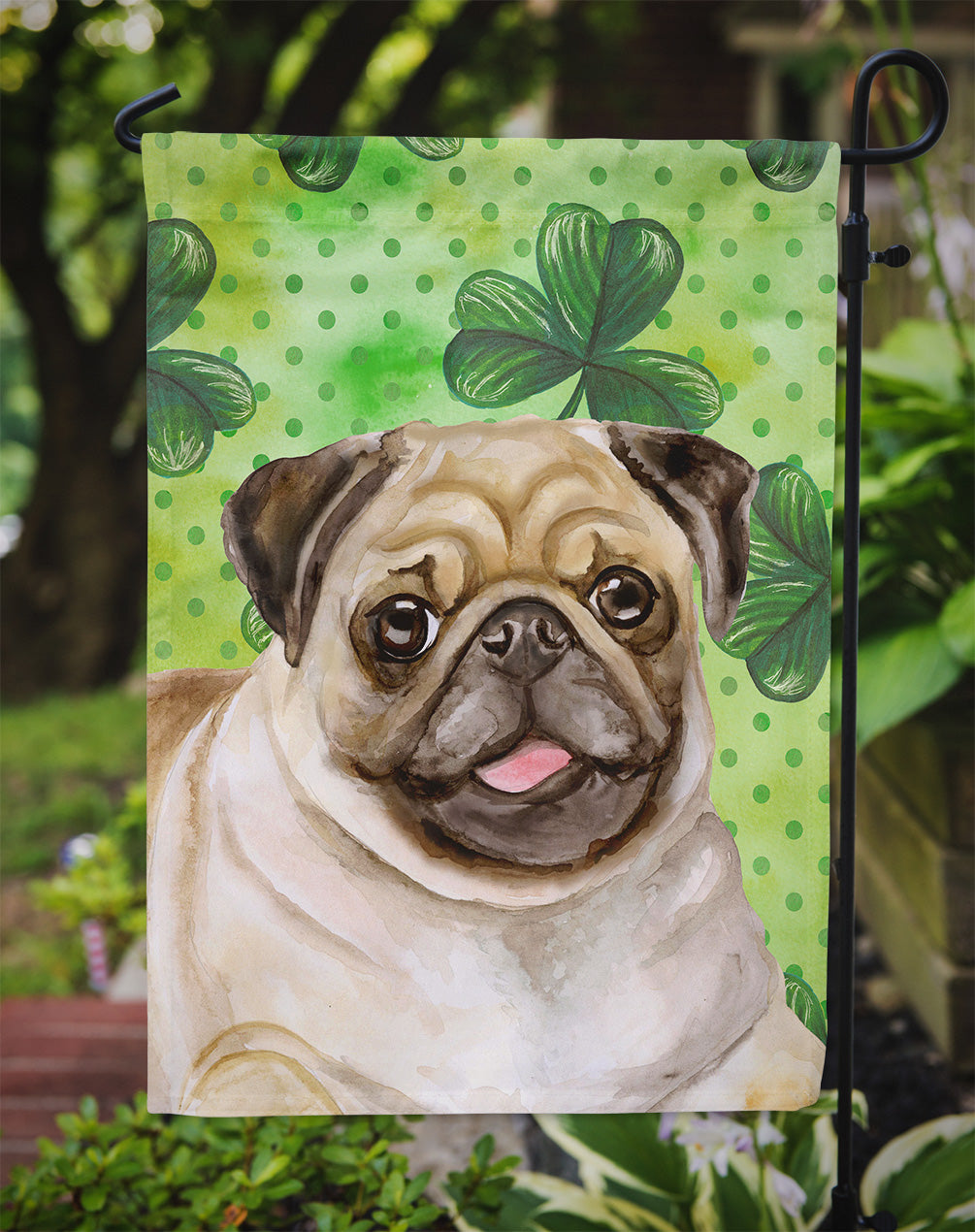 Fawn Pug St Patrick's Garden Flag Mailbox Decorative Yard Banner Outside Patio Artwork for Flower Beds, Garden Size, Multicolor