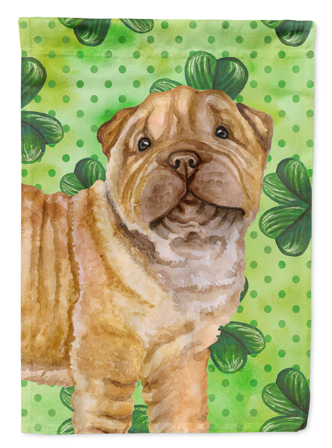 Shar Pei Puppy St Patrick's Garden Flag Mailbox Decorative Yard Banner Outside Patio Artwork for Flower Beds, Garden Size, Multicolor