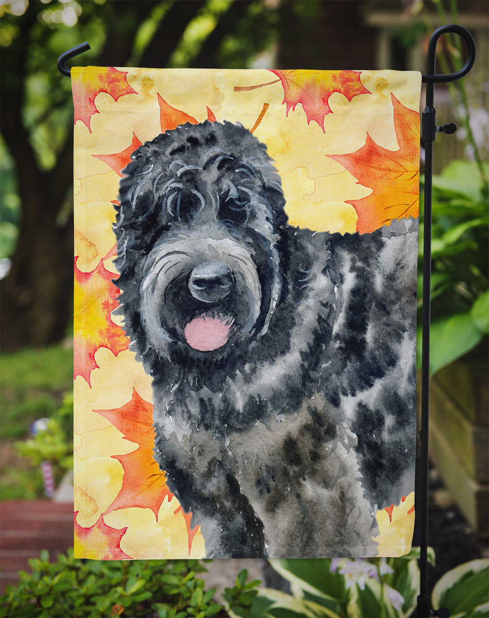 Black Russian Terrier Fall Garden Flag Mailbox Decorative Yard Banner Outside Patio Artwork for Flower Beds, Garden Size, Multicolor
