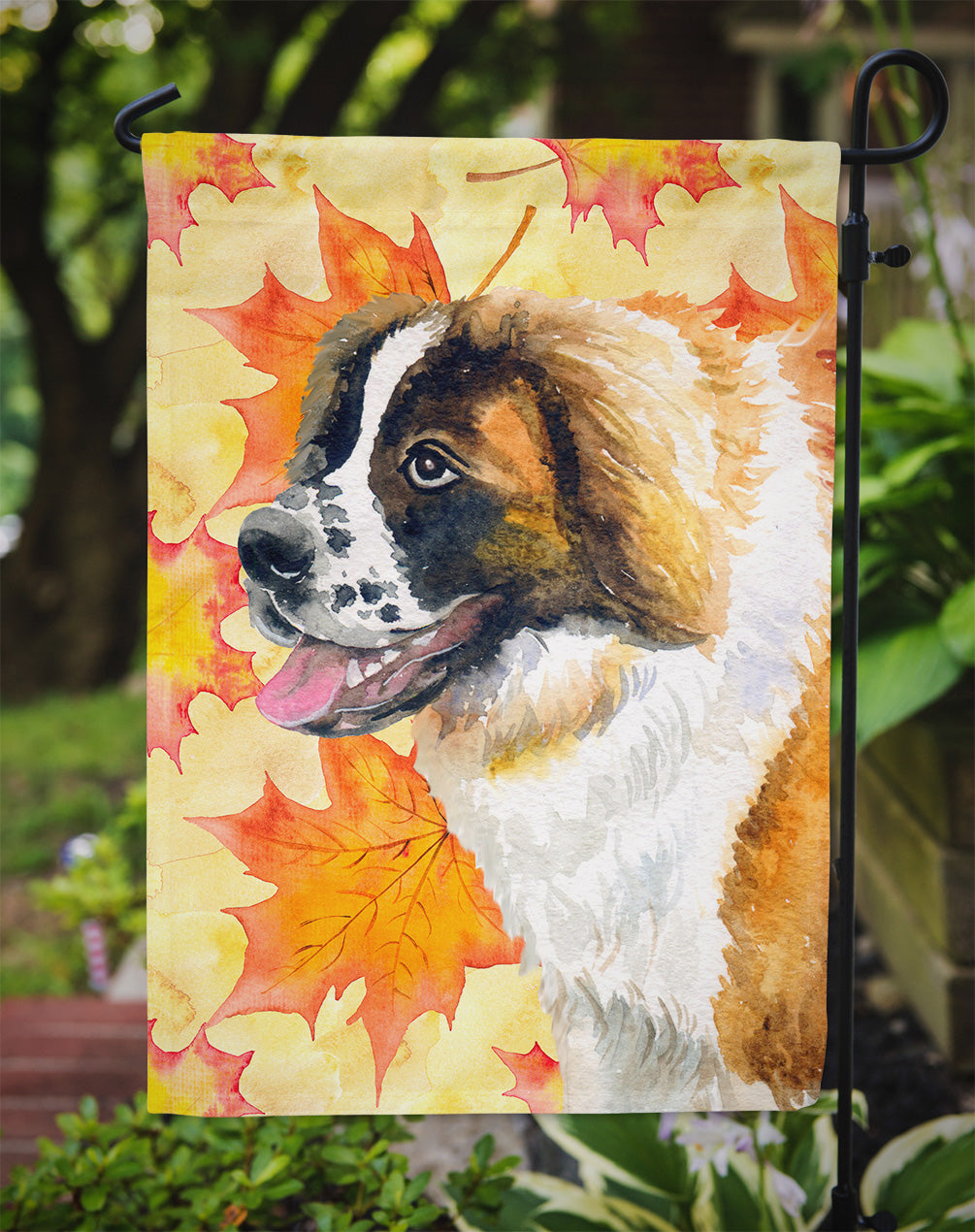 Saint Bernard Fall Garden Flag Mailbox Decorative Yard Banner Outside Patio Artwork for Flower Beds, Garden Size, Multicolor