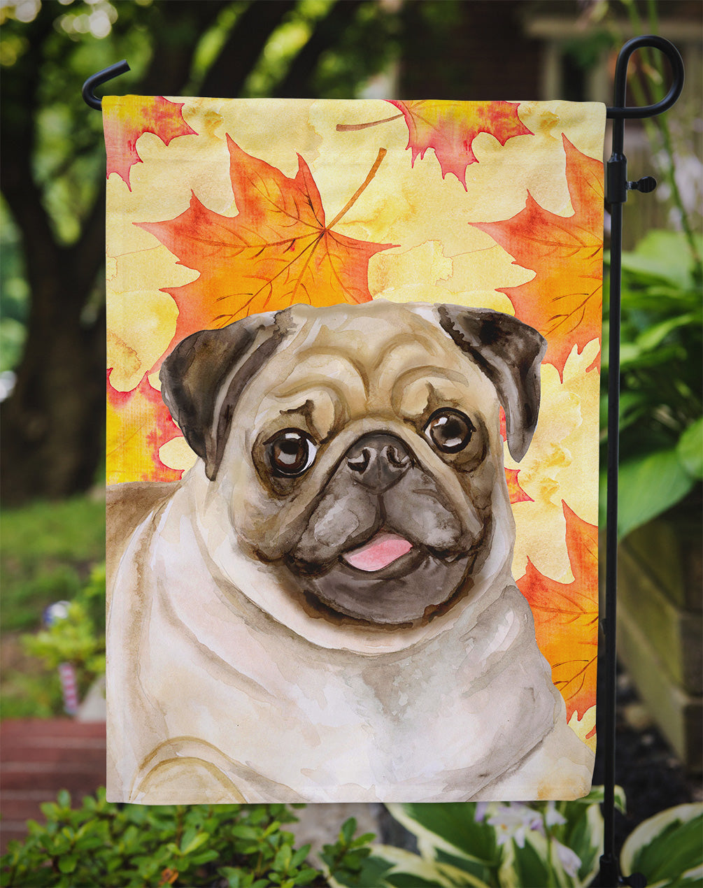 Fawn Pug Fall Garden Flag Mailbox Decorative Yard Banner Outside Patio Artwork for Flower Beds, Garden Size, Multicolor