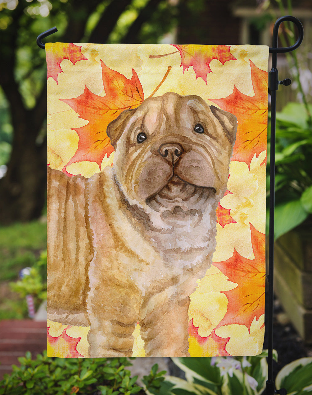 Shar Pei Puppy Fall Garden Flag Mailbox Decorative Yard Banner Outside Patio Artwork for Flower Beds, Garden Size, Multicolor