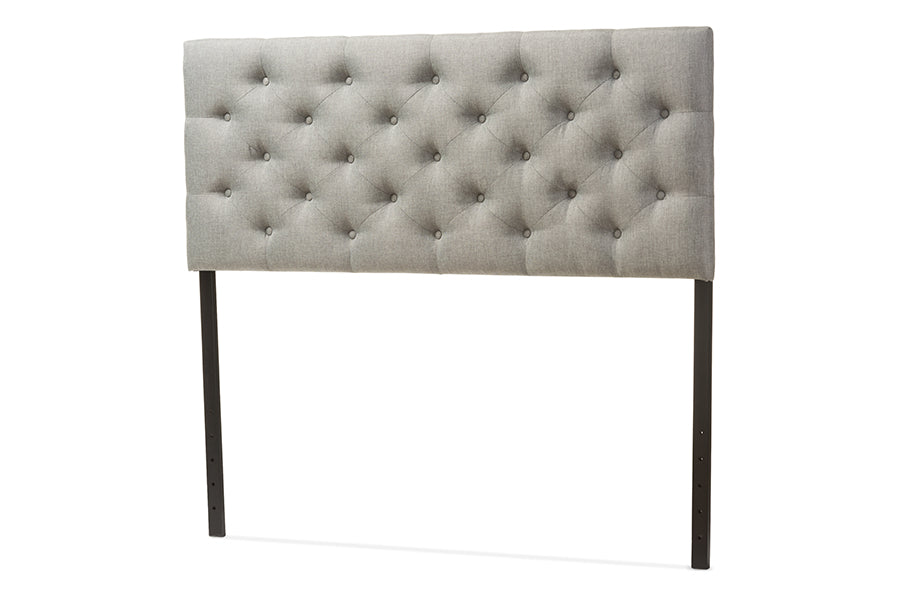 Baxton Studio Viviana Modern and Contemporary Grey Fabric Upholstered Button-tufted Queen Size Headboard