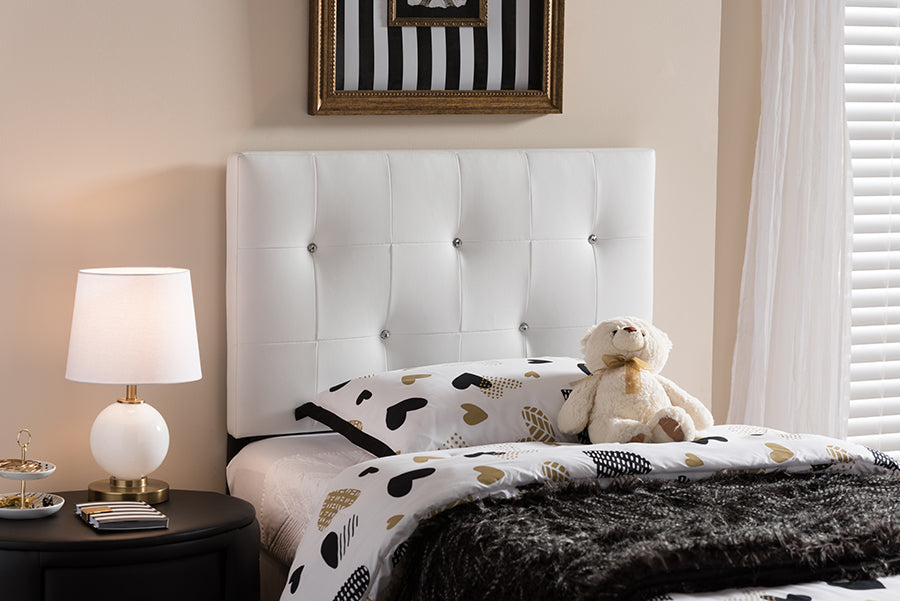 Baxton Studio Kirchem Modern and Contemporary White Faux Leather Upholstered Twin Size Headboard