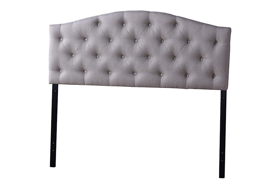 Baxton Studio Myra Modern and Contemporary Queen Size Light Beige Fabric Upholstered Button-tufted Scalloped Headboard