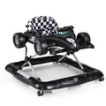 4-in-1 Baby Push Walker Activity Center Height Adjustable with Music Box-Black - Color: Black